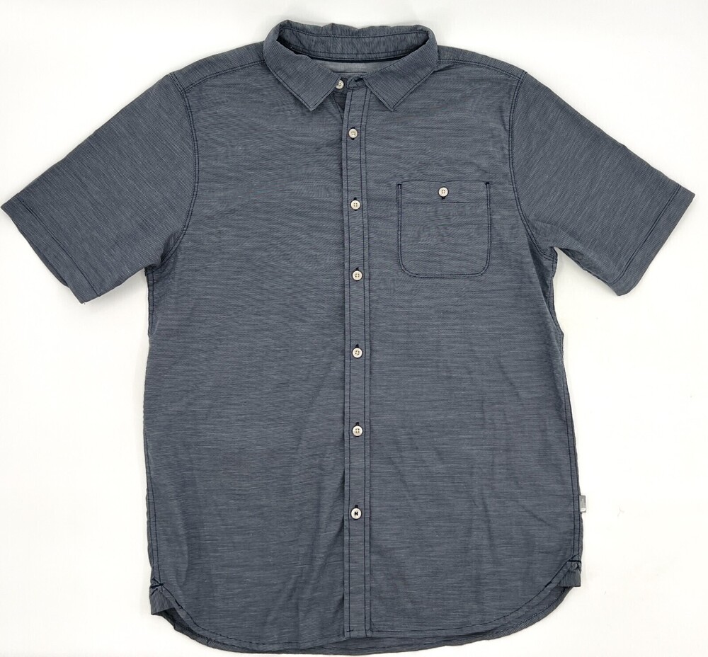 The North Face Shirt Mens Medium Gray Blue Button up Short Sleeve Outdoor Hiking